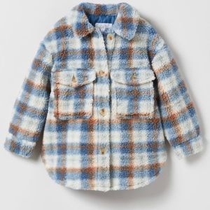 ZARA Plaid Fleece Overshirt Blue girl
Thick jacket